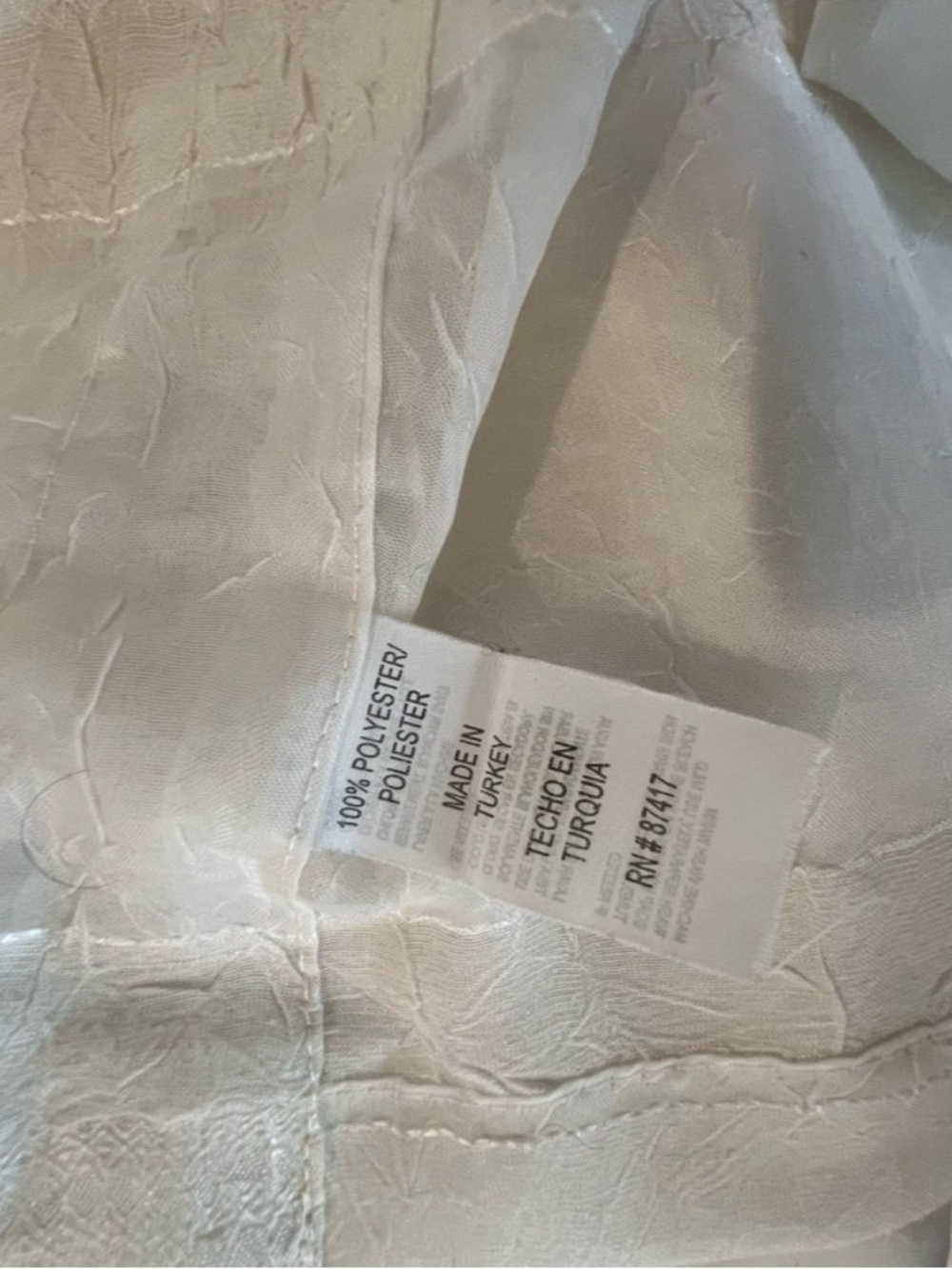 3 Pc Sheer Crush Window Beige Curtain 2 Panel and 1 Scarf  Rod Pocket - Picture 6 of 7